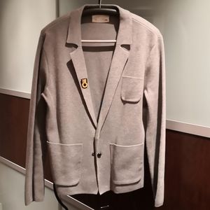 Men's grey cotton knit jacket